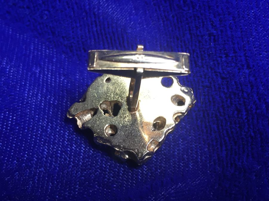 14k Gold Cufflink W/ Diamond & Natural Black Star Sapphire Wt:11.9g [Photo 9]