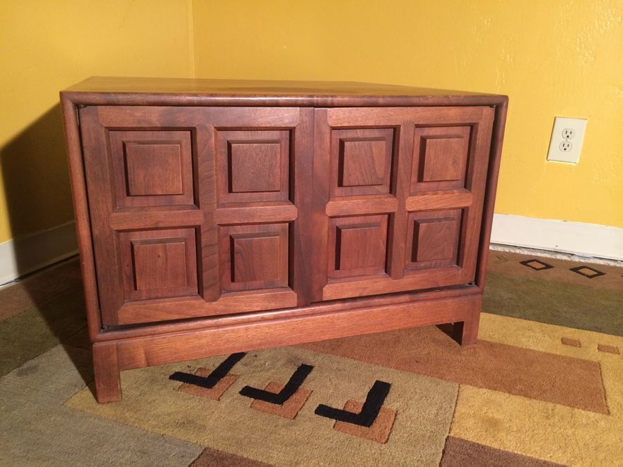 Square Wood End Table / Coffee Table with 2 Swinging Doors