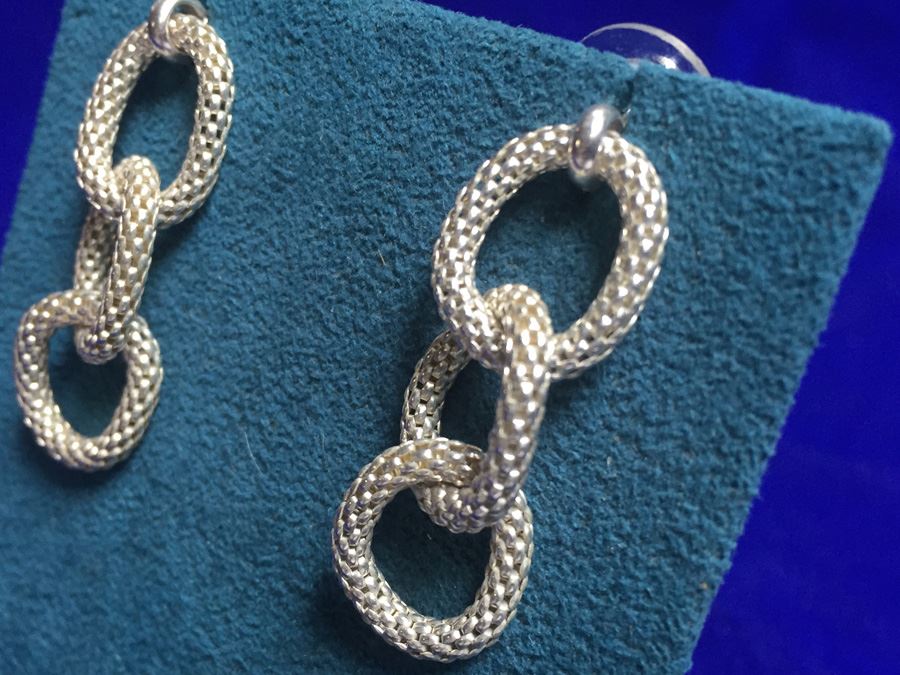 Sterling Silver Intertwined Rope Rings Earrings Wt:5g [Photo 4]