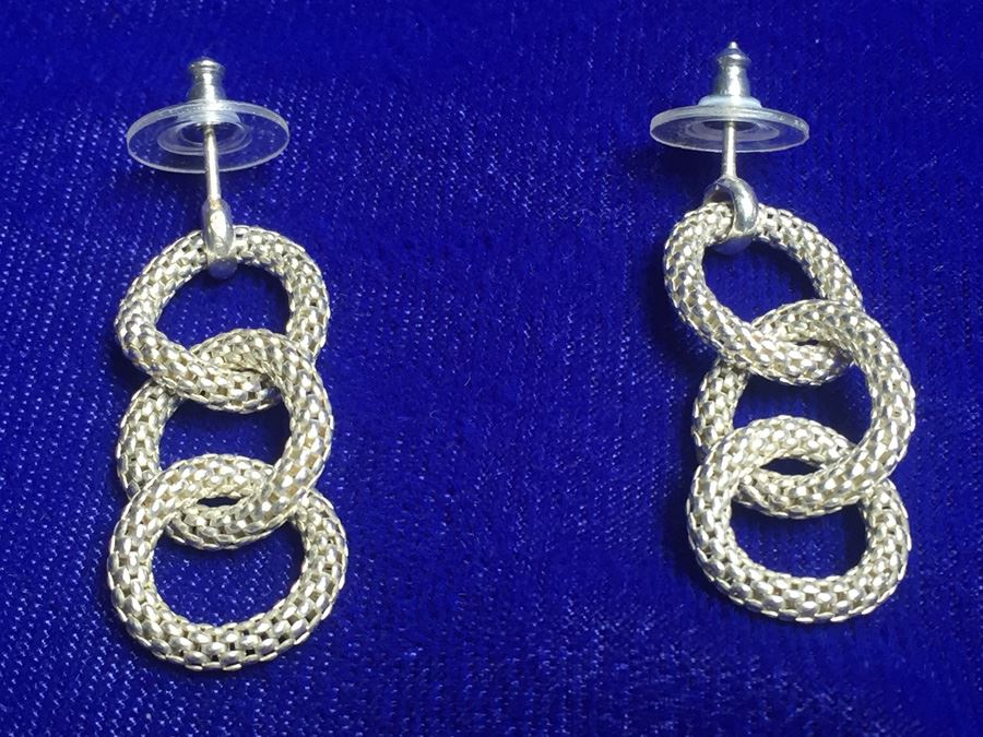 Sterling Silver Intertwined Rope Rings Earrings Wt:5g [Photo 3]
