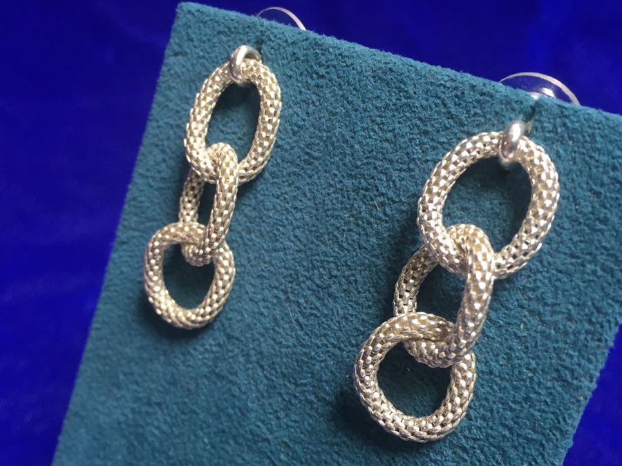 Sterling Silver Intertwined Rope Rings Earrings Wt:5g [Photo 5]
