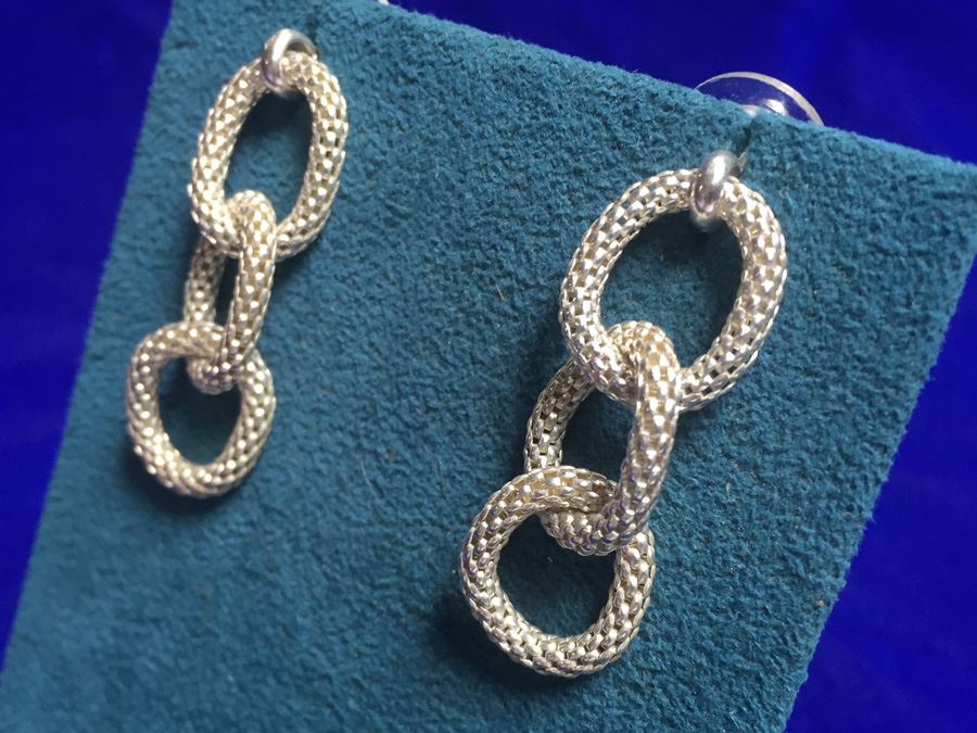 Sterling Silver Intertwined Rope Rings Earrings Wt:5g [Photo 2]