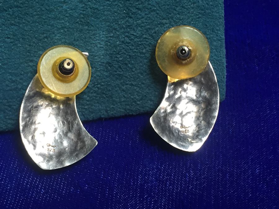 Signed Sterling Silver Earrings W/ Stone Wt:7.5g [Photo 10]