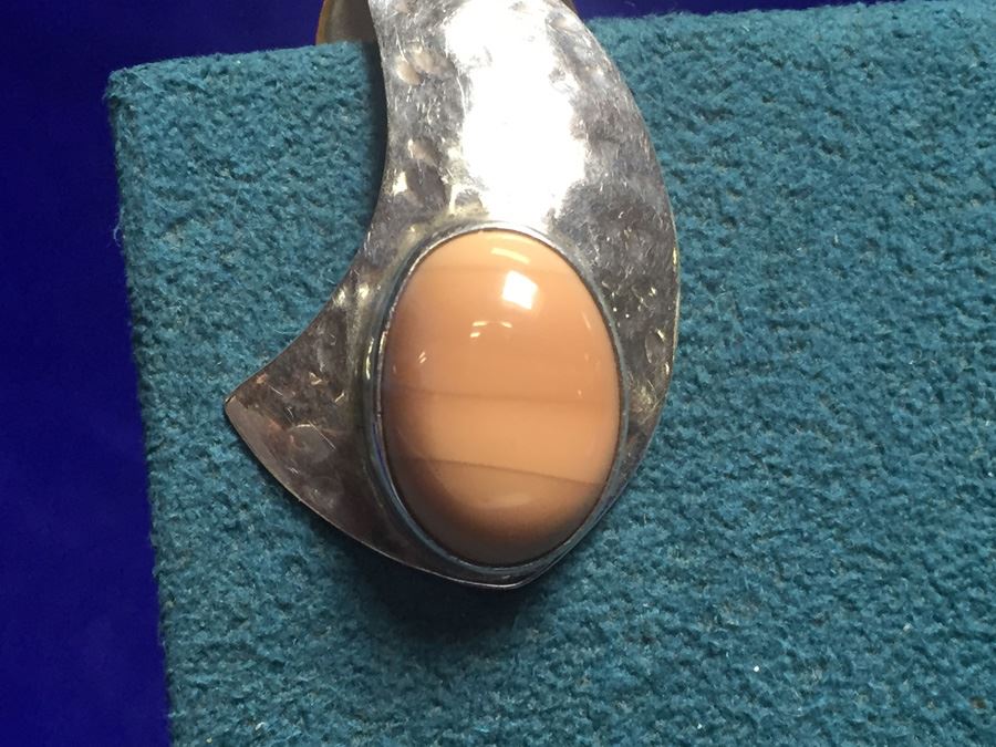 Signed Sterling Silver Earrings W/ Stone Wt:7.5g [Photo 6]