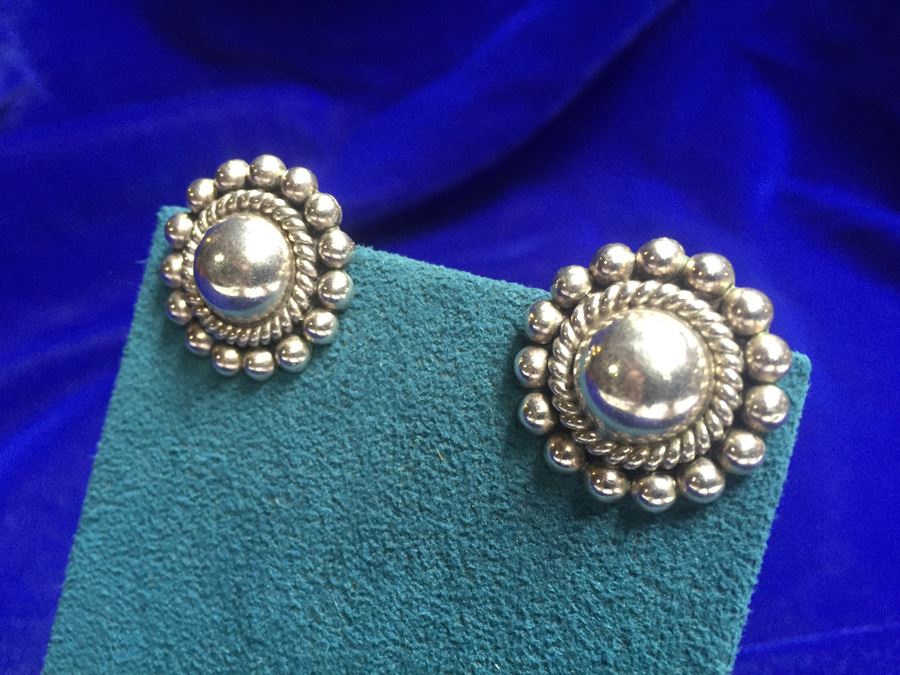 Mexican Sterling Silver Earrings Wt:13.9g [Photo 1]