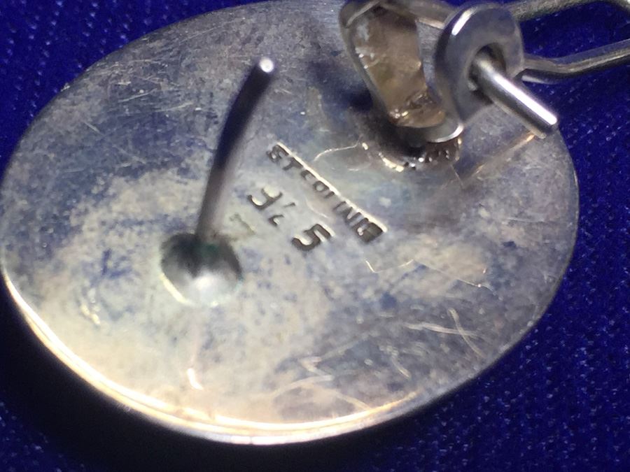 Sterling Silver Earrings With Agate Stone Wt:13.2g [Photo 3]