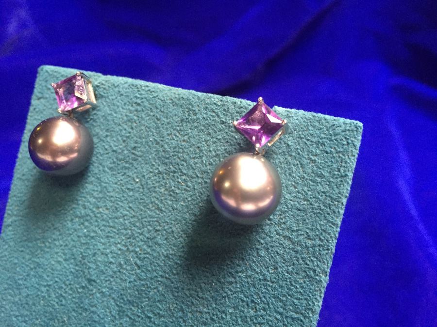 Princess Cut Amethyst W/ Large Tahitian Pearl Wt:7.4g [Photo 4]