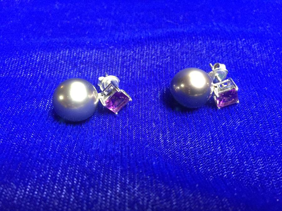 Princess Cut Amethyst W/ Large Tahitian Pearl Wt:7.4g [Photo 3]