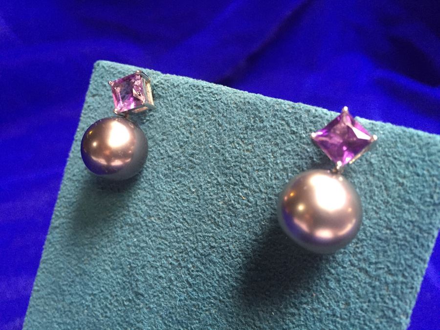 Princess Cut Amethyst W/ Large Tahitian Pearl Wt:7.4g [Photo 7]