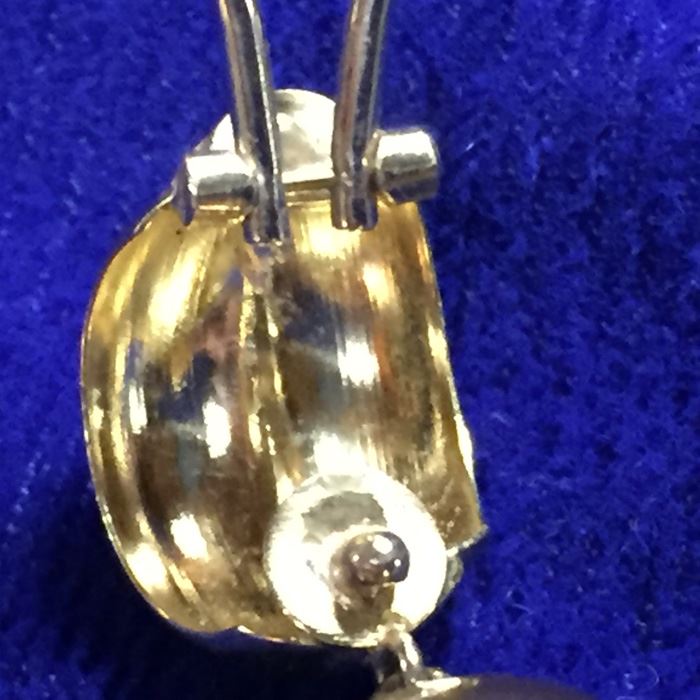 18k Gold Single Tahitian Pearl Earring Wt: 6.6g [Photo 3]