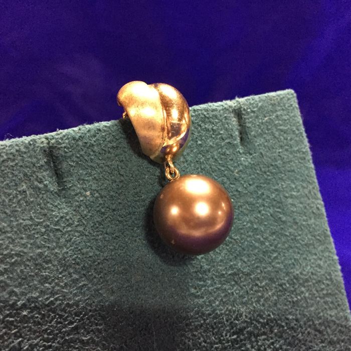 18k Gold Single Tahitian Pearl Earring Wt: 6.6g [Photo 4]
