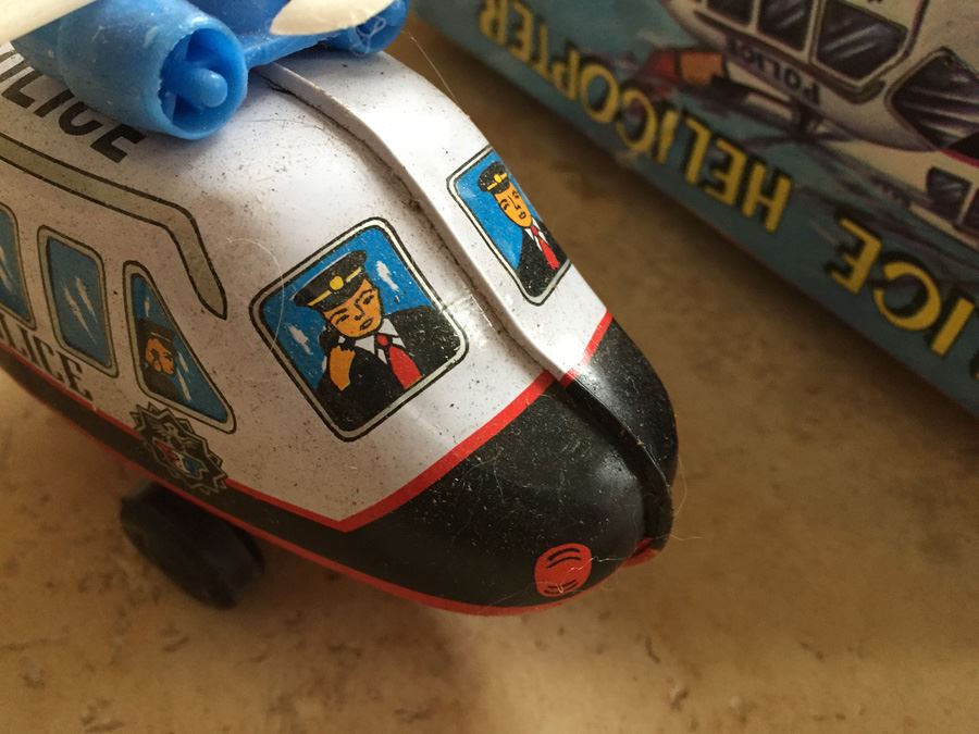 Fire Chief Helicopter Wind-Up Tin Toy HR-822 COTC In Box [Photo 6]