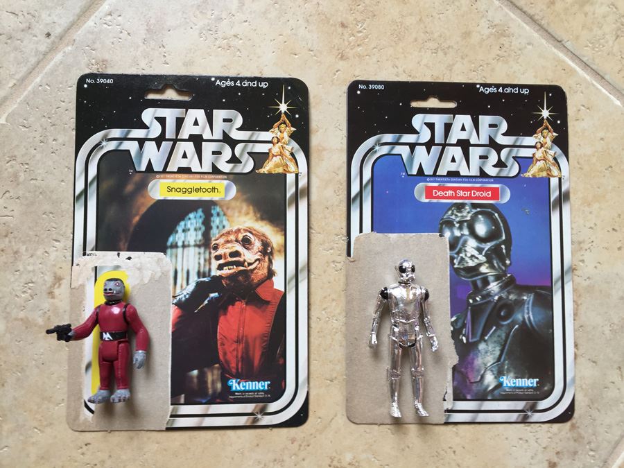STAR WARS Kenner Action Figure 1978 Snaggletooth And 1978 Death Star Droid With Cards Excellent Condition Never Played With