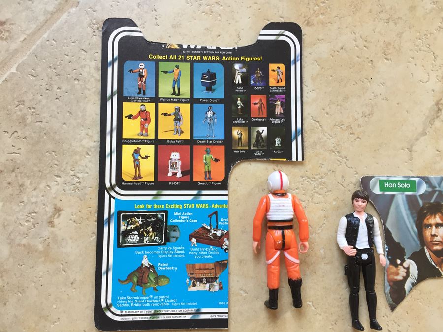 STAR WARS Kenner Action Figure 1978 Luke Skywalker X-Wing Pilot And 1977 Hans Solo With Portion Of Cards Excellent Condition Never Played With [Photo 8]