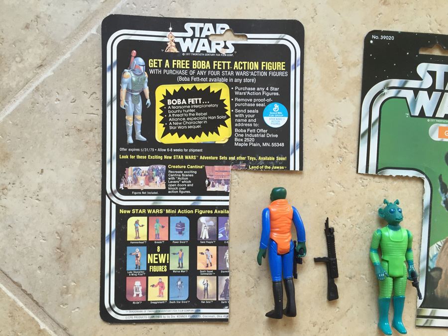 STAR WARS Kenner Action Figure 1978 Walrus Man And 1978 Greedo With Portion Of Cards Excellent Condition Never Played With Extra Gun [Photo 10]