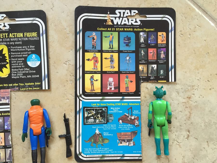 STAR WARS Kenner Action Figure 1978 Walrus Man And 1978 Greedo With Portion Of Cards Excellent Condition Never Played With Extra Gun [Photo 20]