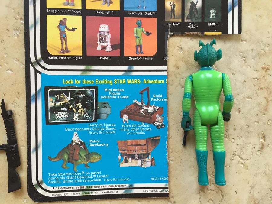 STAR WARS Kenner Action Figure 1978 Walrus Man And 1978 Greedo With Portion Of Cards Excellent Condition Never Played With Extra Gun [Photo 22]