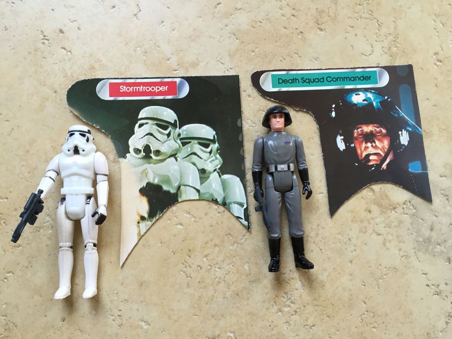 STAR WARS Kenner Action Figure 1977 Stormtrooper And 1977 Death Squad Commander With Portion Of Cards Excellent Condition Never Played With [Photo 1]