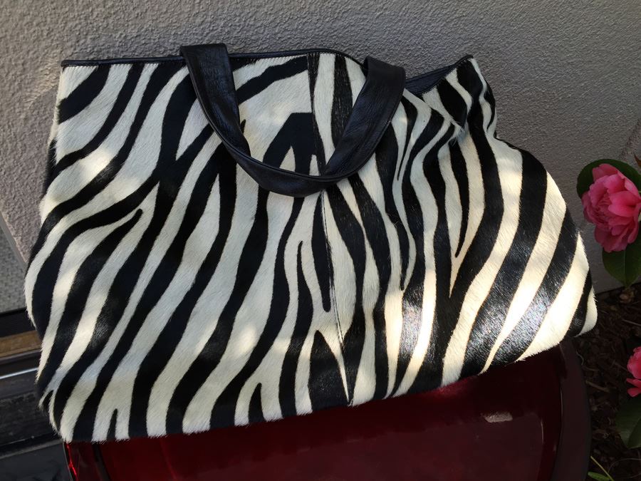Genuine Leather Nordstrom Zebra Print Handbag Made In Italy [Photo 7]