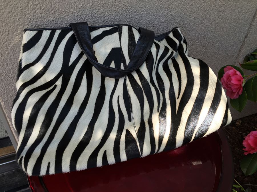 Genuine Leather Nordstrom Zebra Print Handbag Made In Italy [Photo 6]