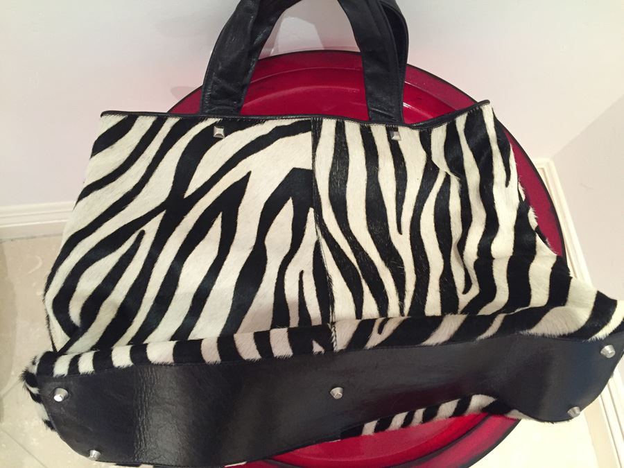 Genuine Leather Nordstrom Zebra Print Handbag Made In Italy [Photo 2]