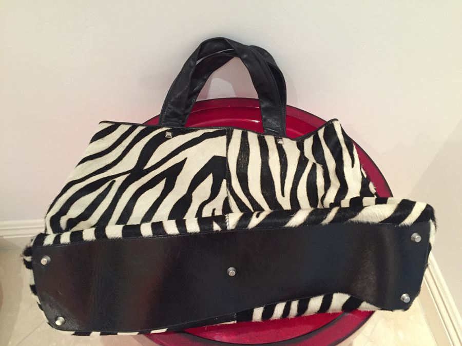 Genuine Leather Nordstrom Zebra Print Handbag Made In Italy [Photo 4]