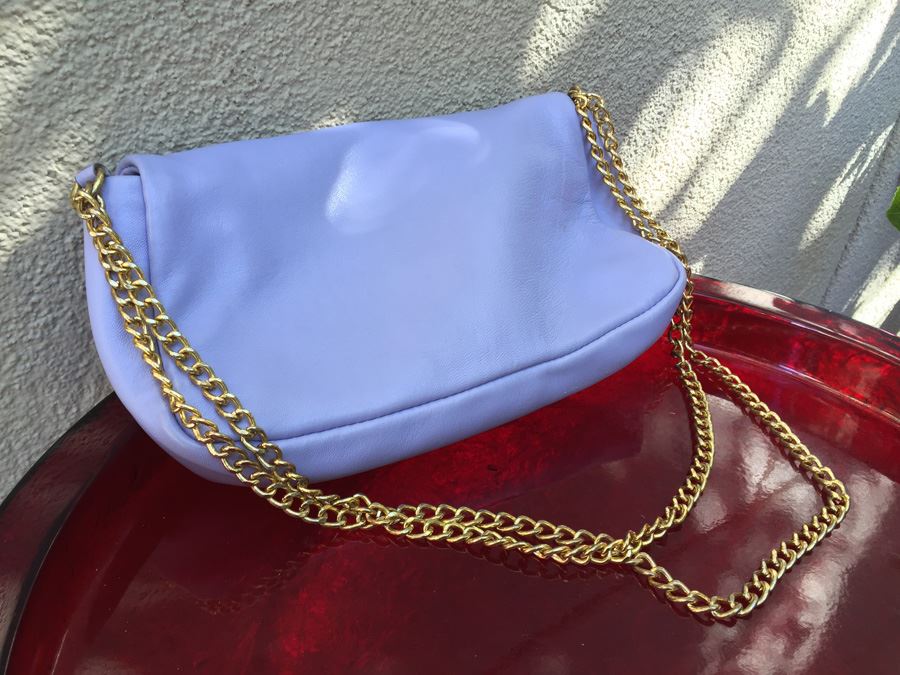 Genuine Leather Italian Handbag With Gold Tone Chain Shoulder Strap [Photo 2]