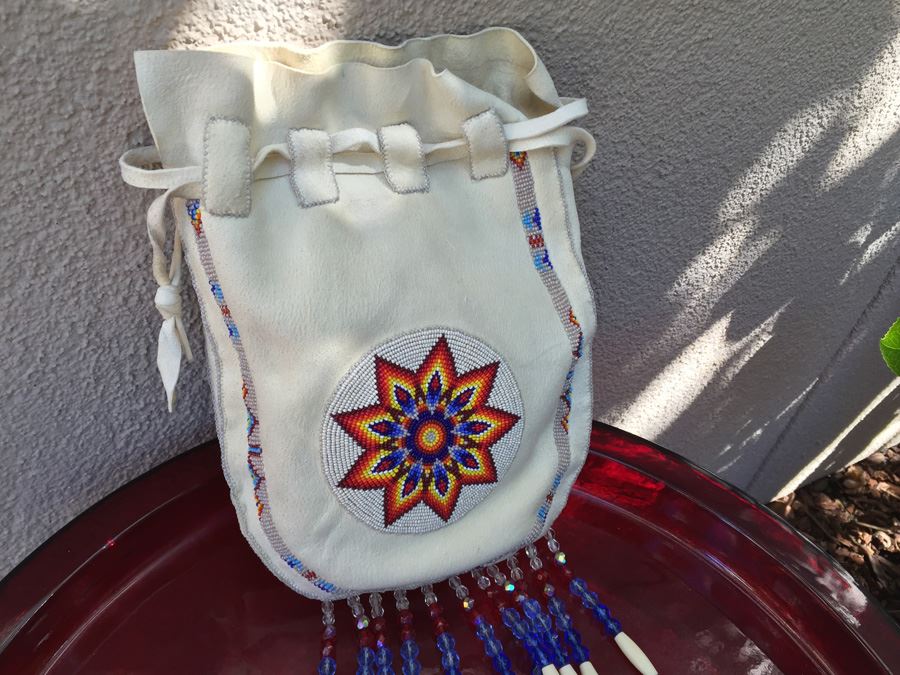 Robert Littleman Buckskin Beaded Purse Oklahoma [Photo 8]