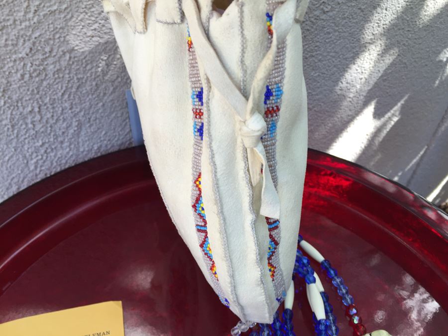 Robert Littleman Buckskin Beaded Purse Oklahoma [Photo 9]