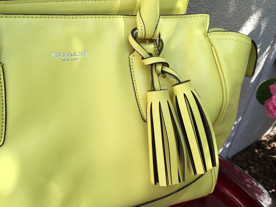 Yellow COACH Leather Shoulder Bag Handbag With Dust Cover [Photo 5]