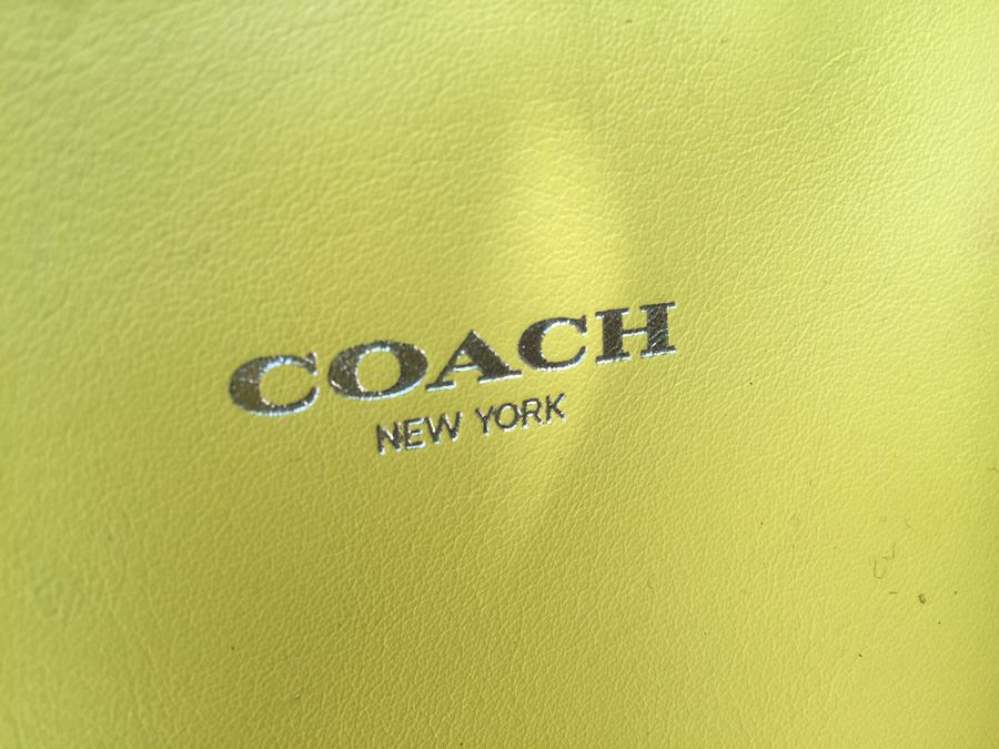 Yellow COACH Leather Shoulder Bag Handbag With Dust Cover