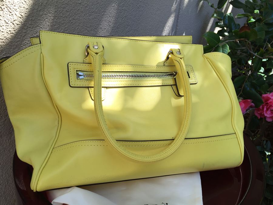 Yellow COACH Leather Shoulder Bag Handbag With Dust Cover [Photo 13]