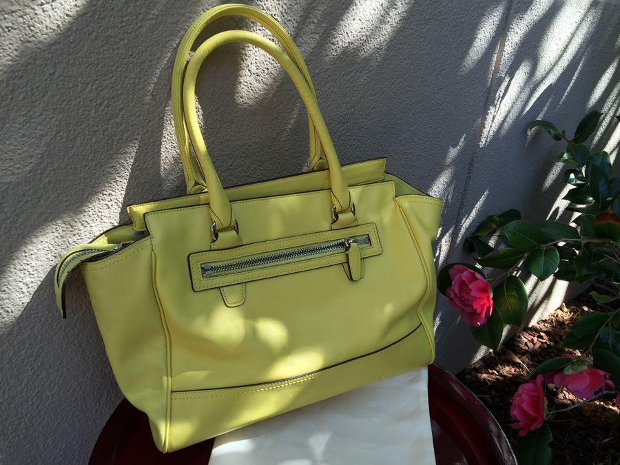 Yellow COACH Leather Shoulder Bag Handbag With Dust Cover [Photo 9]