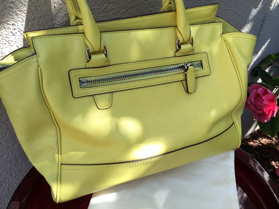 Yellow COACH Leather Shoulder Bag Handbag With Dust Cover [Photo 10]