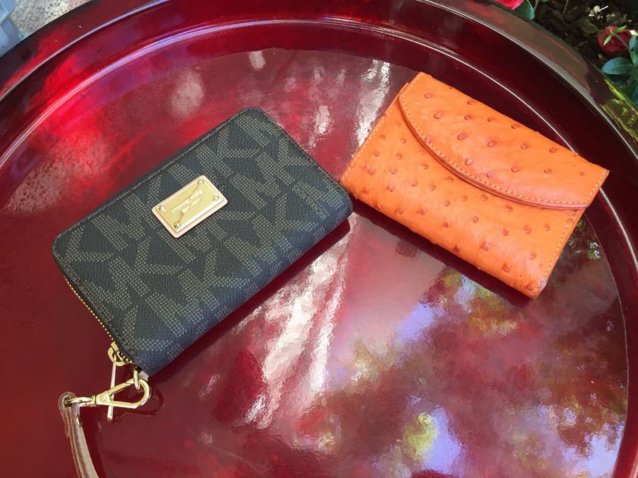 Pair Of Change Purses Wallets Ostrich Leather And Michael Kors [Photo 1]