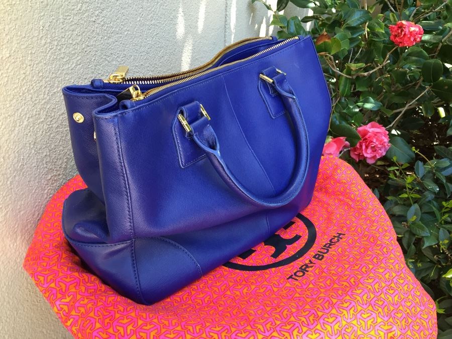 Blue Tory Burch Handbag With Dust Cover [Photo 9]