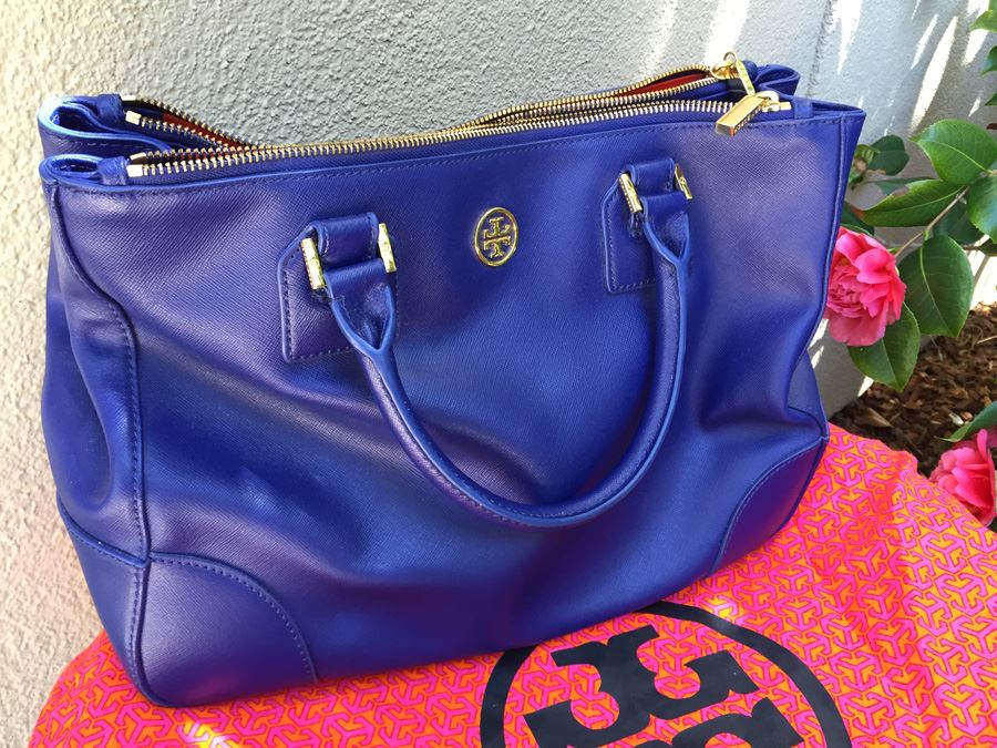 Blue Tory Burch Handbag With Dust Cover