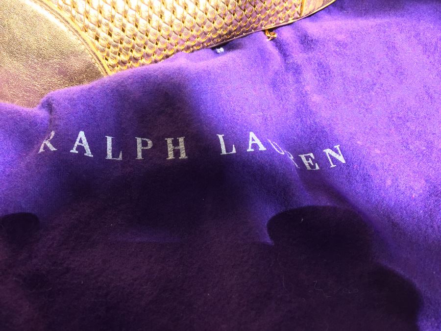 Gold Tone Ralph Lauren Handbag With Dust Cover [Photo 4]