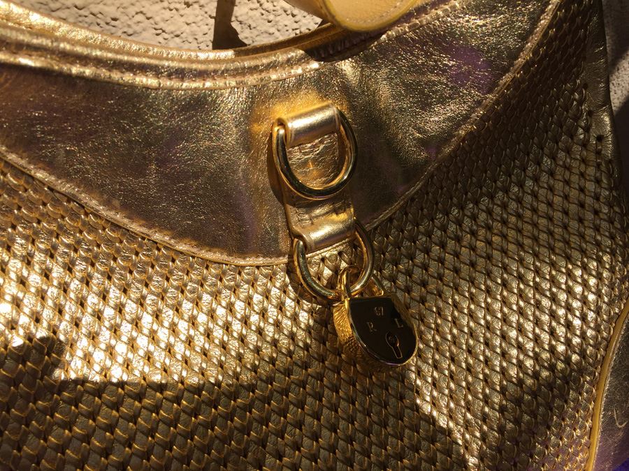 Gold Tone Ralph Lauren Handbag With Dust Cover [Photo 5]