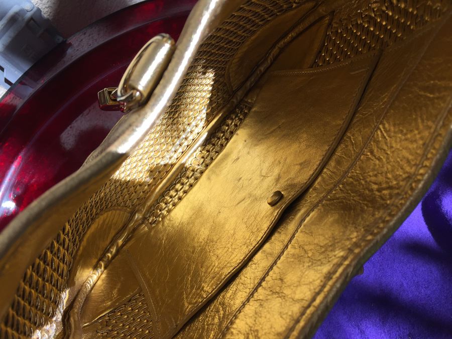 Gold Tone Ralph Lauren Handbag With Dust Cover [Photo 7]