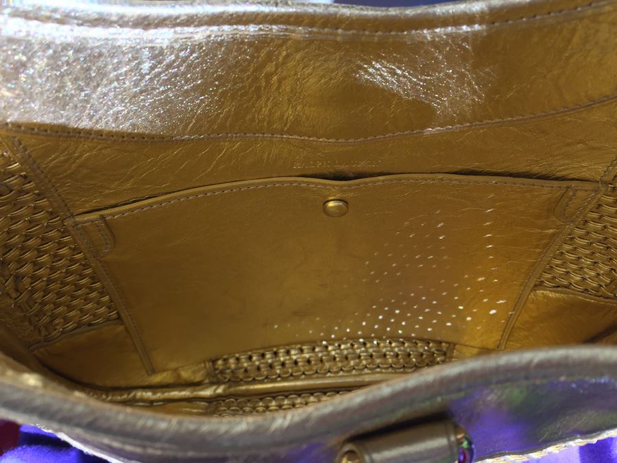 Gold Tone Ralph Lauren Handbag With Dust Cover [Photo 8]