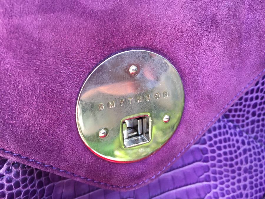 Purple SMYTHSON Croc Embossed Handbag [Photo 2]