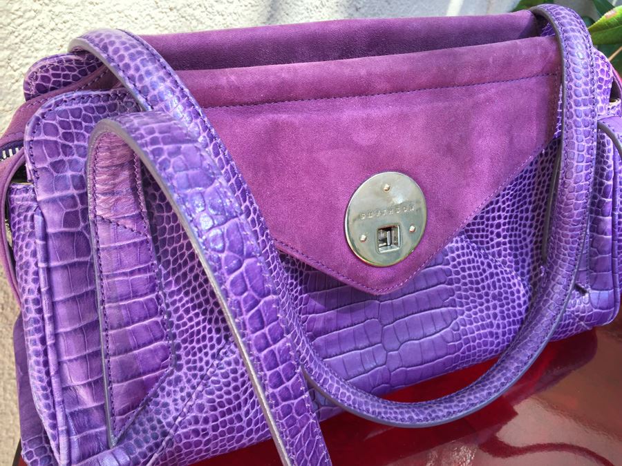 Purple SMYTHSON Croc Embossed Handbag [Photo 5]