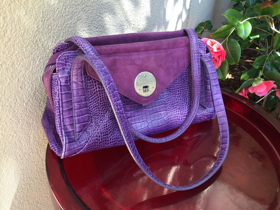 Purple SMYTHSON Croc Embossed Handbag [Photo 4]