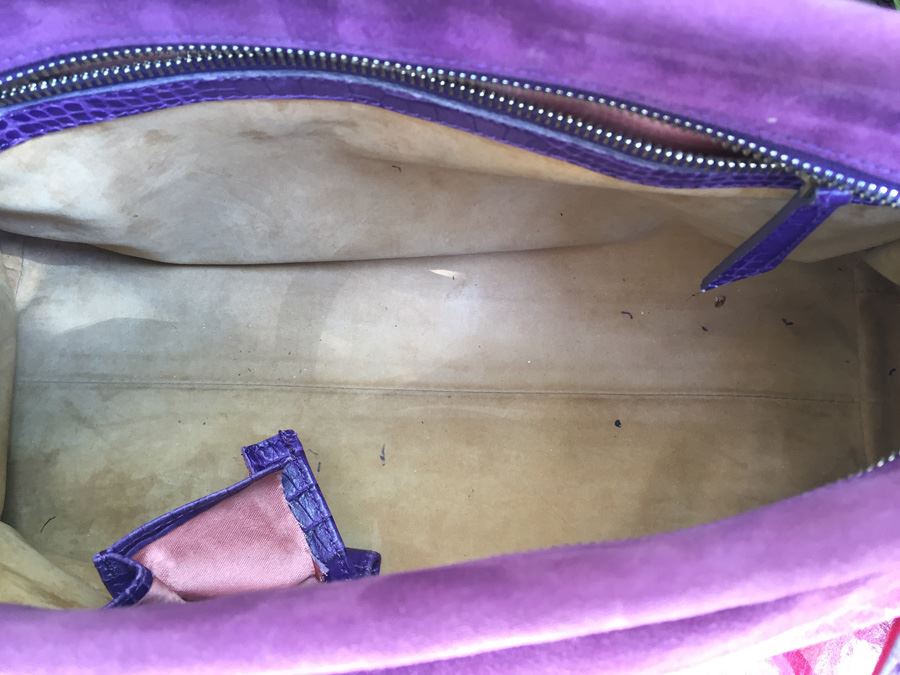 Purple SMYTHSON Croc Embossed Handbag [Photo 7]