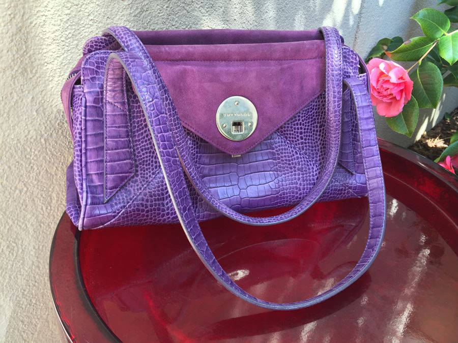 Purple SMYTHSON Croc Embossed Handbag