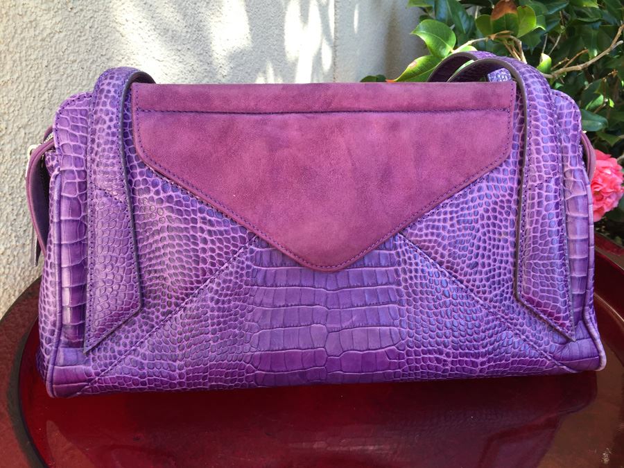 Purple SMYTHSON Croc Embossed Handbag [Photo 3]