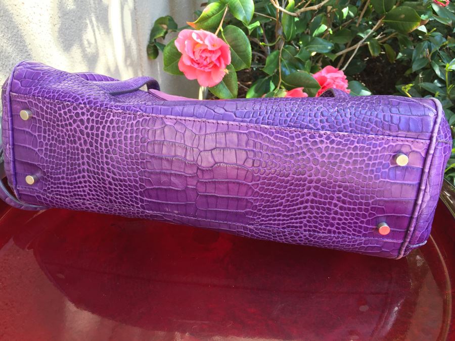 Purple SMYTHSON Croc Embossed Handbag [Photo 11]