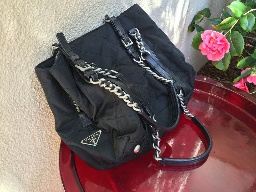 Black PRADA Shoulder Bag Handbag With Dust Cover