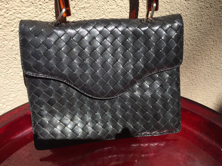 Black Bottega Veneta Woven Leather Handbag Made In Italy [Photo 5]